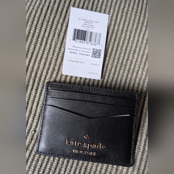 Kate Spade Staci saffiano small card wallet in black - Picture 6 of 7